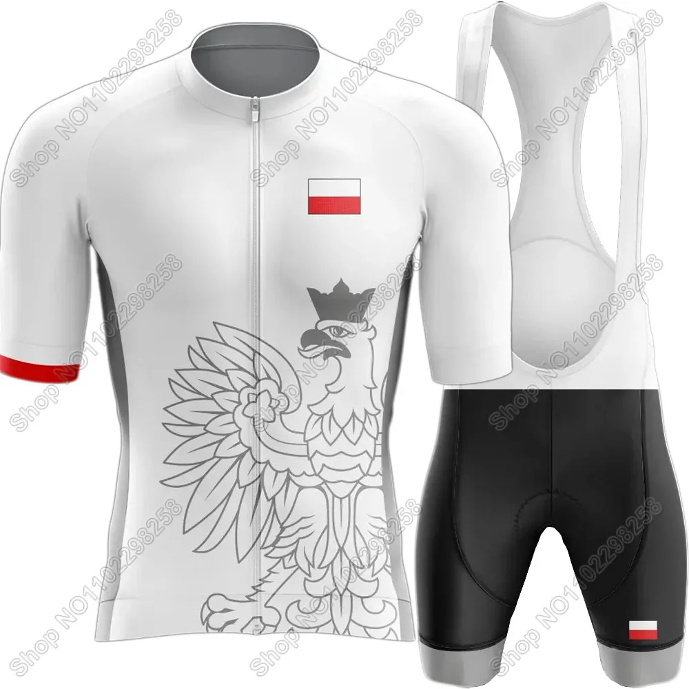 

Poland National Team Cycling Jersey 2025 Set Summer Bicycle Clothing Road Bike Shirts Suit Bicycle Bib Shorts MTB Ropa Maillot