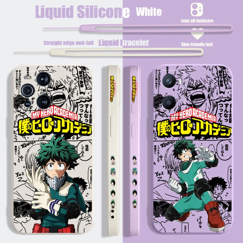 My Hero Academia Midoriya Izuku Phone Case For OPPO Find X2 X3 X5 Lite Neo Reno 2 Z 5 6 7 8 10 Lite Pro Liquid Left Rope Cover