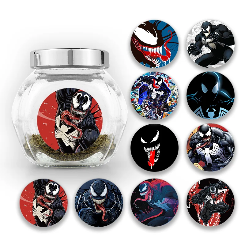 Super Venom Cartoon Round Sticker Decoration Refrigerator Phone Case Water Bottle Children\'s Toy Label Teacher Prize Supplies