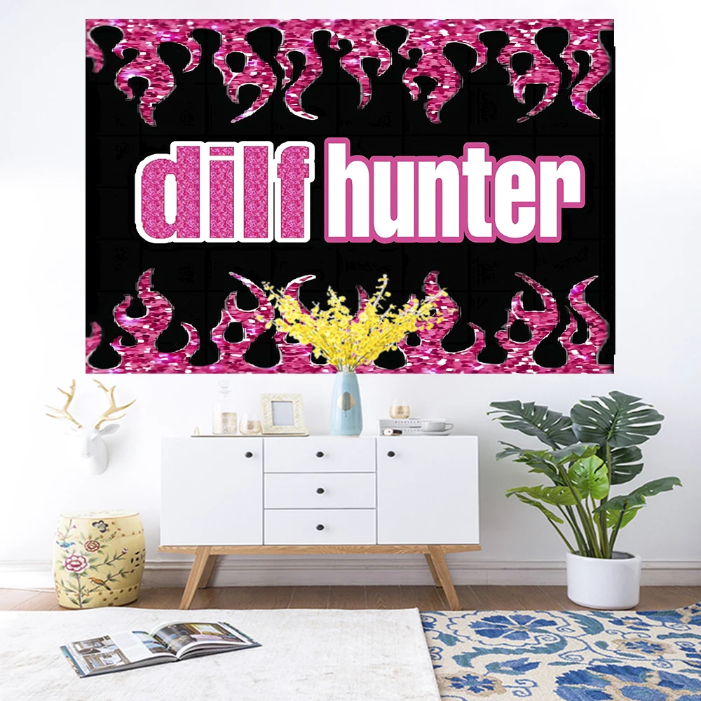 

XxDeco Funny DILF Hunter Tapestry Wall Hanging Pink Fire Tapestry Aesthetic Room Decor Meme Tapestries Wallpaper Bedroom Decor