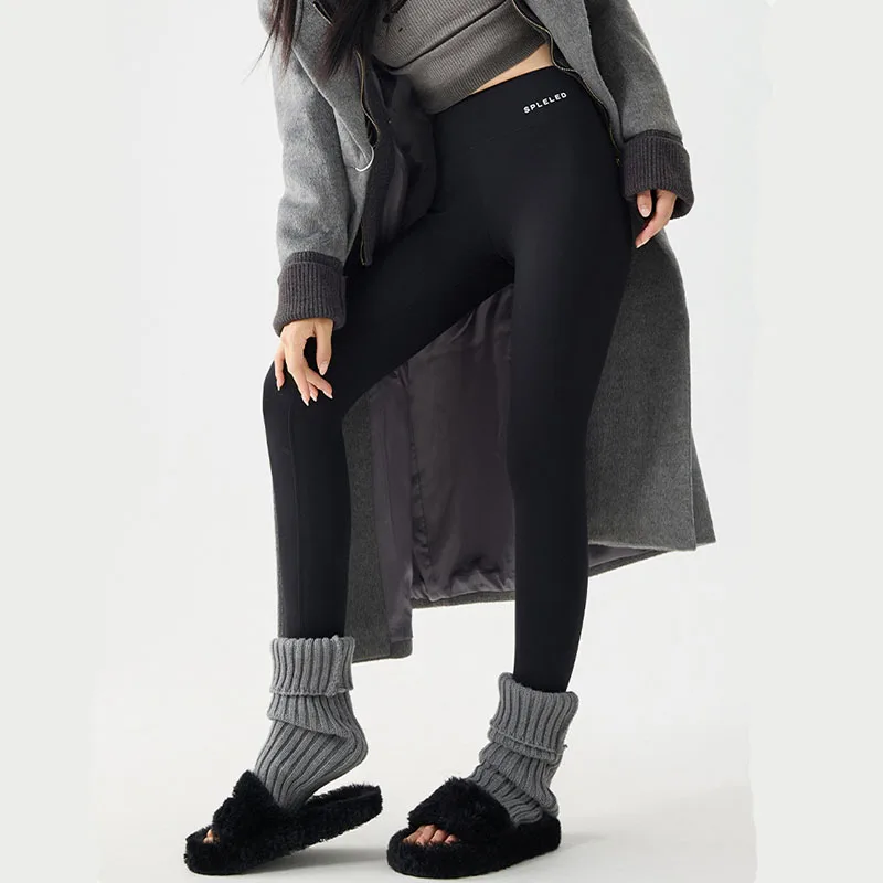 2025 New Women Step On Foot Leggings Autumn Winter Rabbit Fleece Thicken Warm Leggings Slim Yoga Fitness Sports Shark Leggings