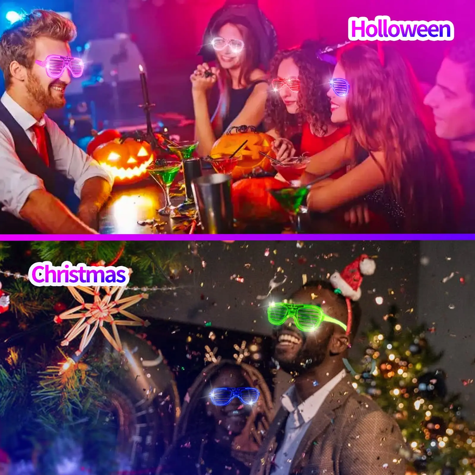 5-50 Stück Leuchtende LED-Brillen, 5 Farben, Leuchtbrillen, im Dunkeln leuchtende Partyartikel, Neon-Partygeschenke für Kinder und Erwachsene – Detail 3