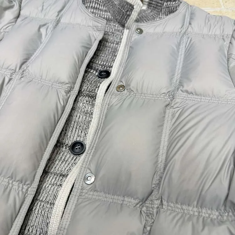 Luxury Knit patchwork down jacket for women 2026 Winter Thick warm turtleneck long sleeve puffer coat Korean style INKEO DJ668