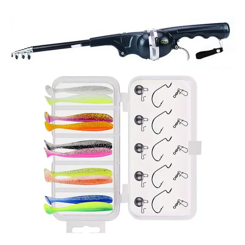 

Telescopic Rods Set Foldable Fiberglass Telescopic Travel Fishing Gear Kit With 25 Lures Saltwater Freshwater Equipment For Bass