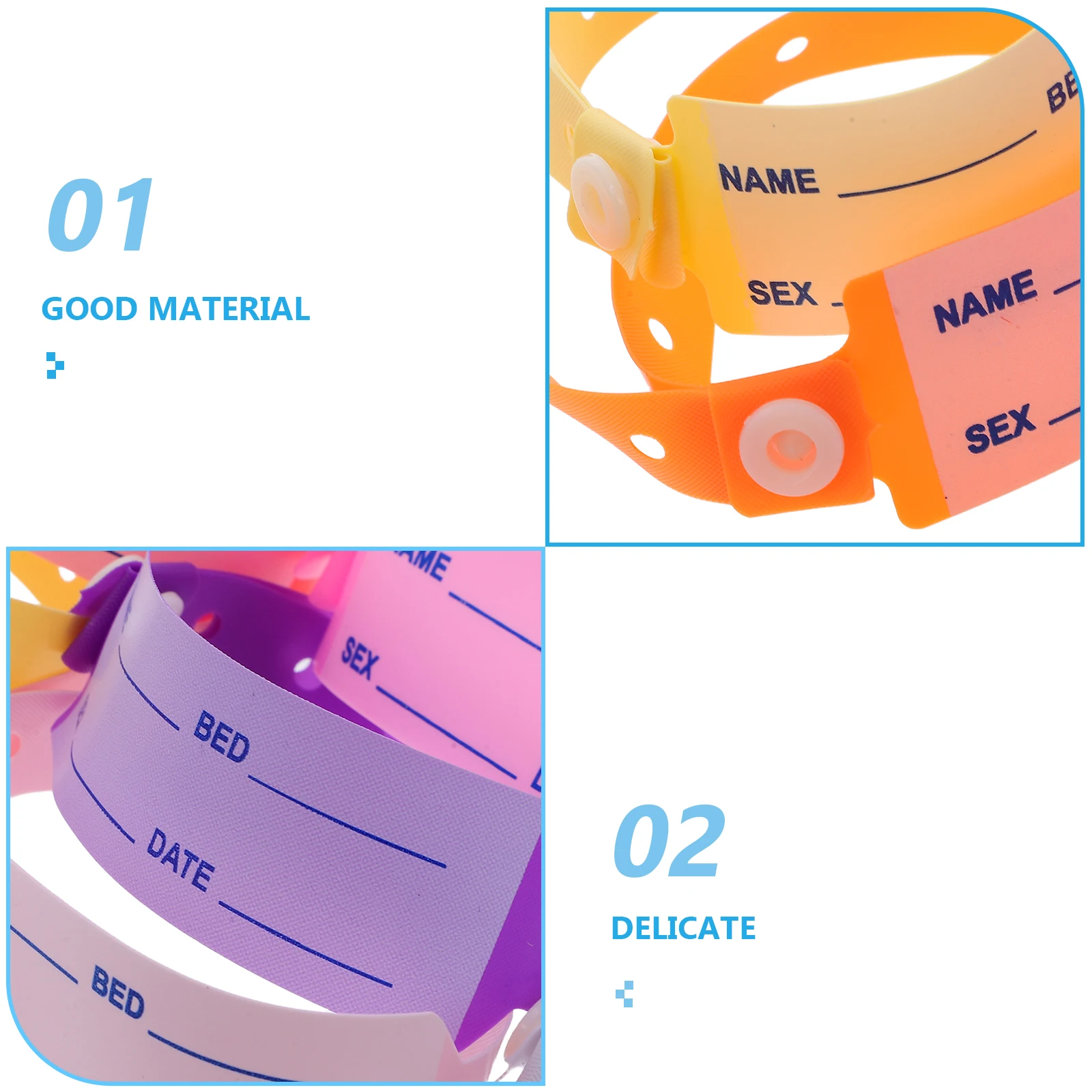 

100pcs Colorful Disposable Medical ID Wristbands - Writable for Hospital Patient Identification,Elderly Healthcare & Hospital