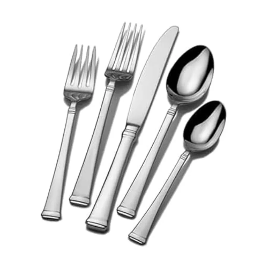 

Harmony 65-Piece Flatware Set for 12 18/10 Stainless Steel Silverware with Forks Knives Spoons and Serving Utensils Elegant Des