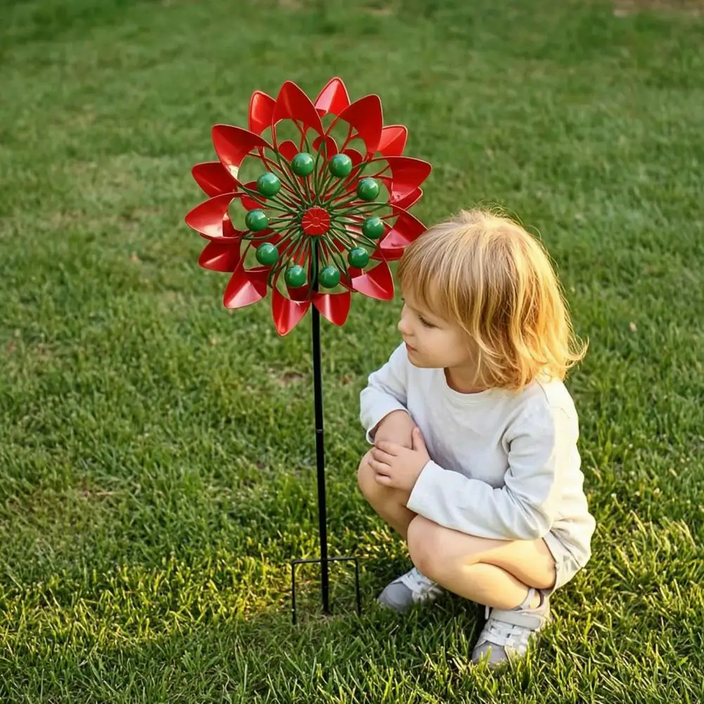 Whimsical Lawn Decor for Yard Flower Wind Spinner Garden Decor 29.5 Metal Outdoor Windmill Sculpture for Patio for Garden