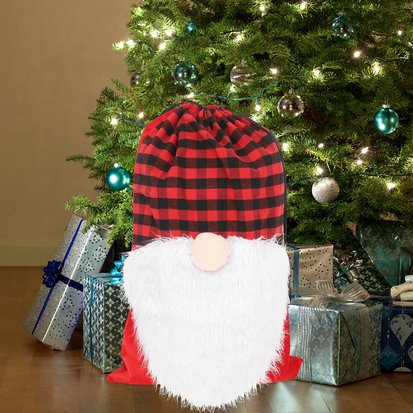 

Christmas Large Gift Bag Drawstring Santa Claus Design Xmas Party Favor Pouch Fabric Christmas Gift Storage Bag