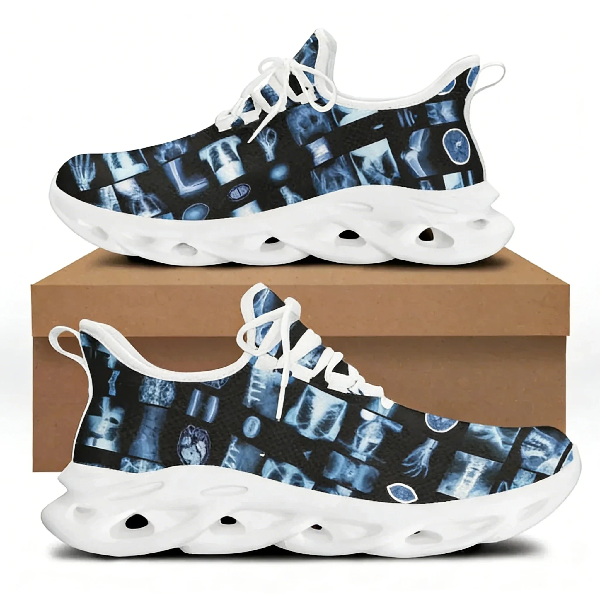 Fashion Mesh Sneakers Shoes Radiologic Technologist Blue Print Women Lightweight Flats Footwear Zapatillas Hombre