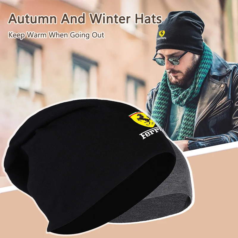 

Autumn Winter Elastic Casual Cold Cap Unisex Hat For Ferrari Roma 488 Portofino F8 Spider SF90 Superfast Competizione LaFerrari