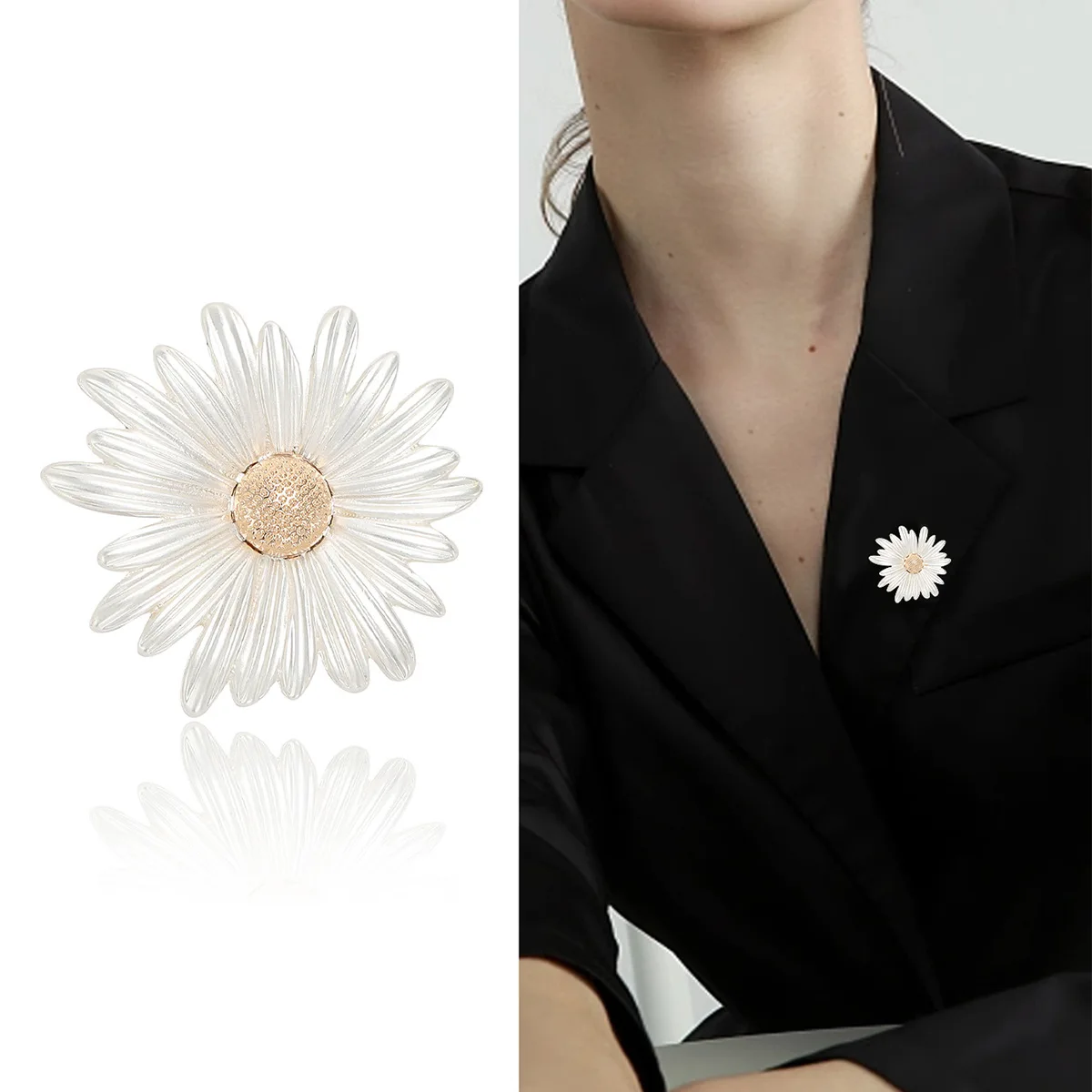 Dmari Women Brooches Enamel Lapel Pins Snow Chrysanthemum Badge Luxury Jewelry Accessories For Clothing