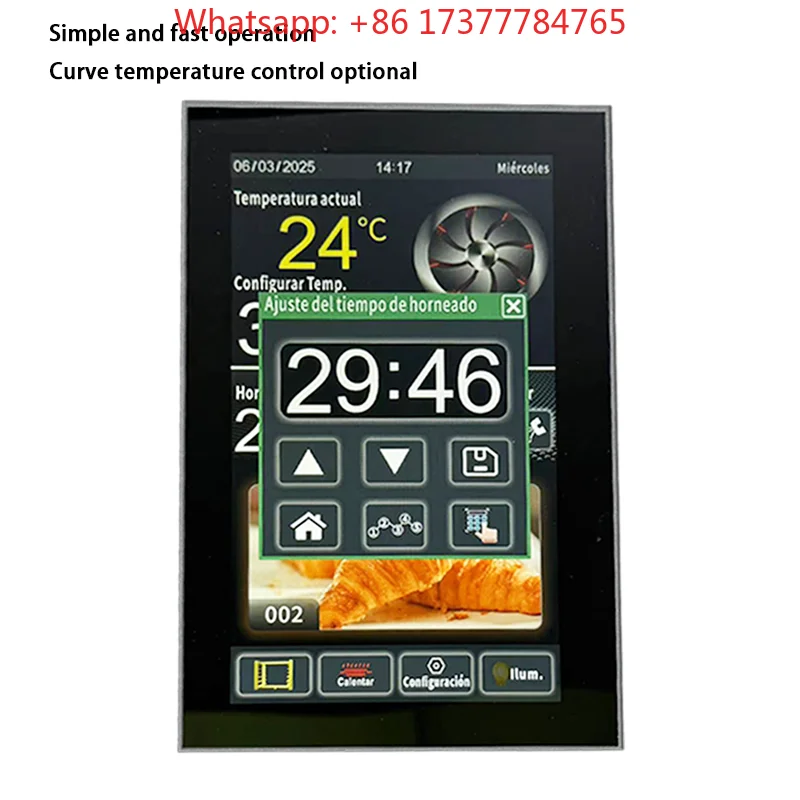 OEM Customizable Rotary Kitchen Oven, High Quality 7 Inch Touch Screen Thermometer Spanish Version Plastic Device Hot Sale