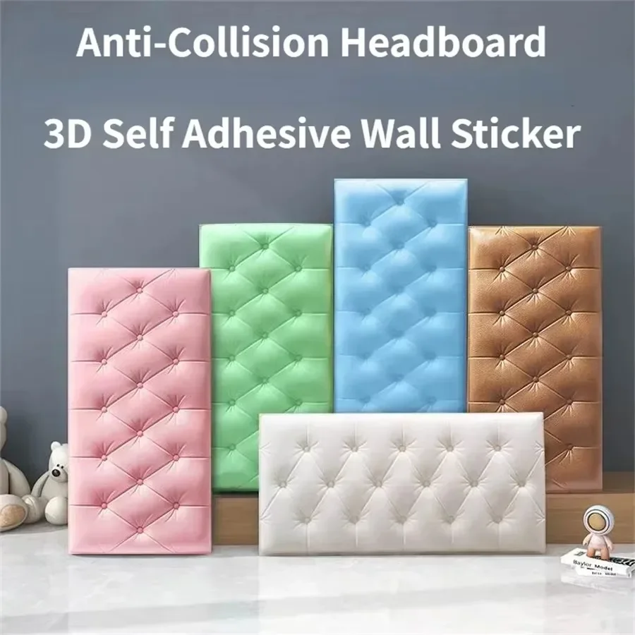 3D Wall Stickers Wallpaper Self-adhesive Thicken Tatami Anti-collision Wall Mat Pad Bedroom Living Room Waterproof DIY Decor