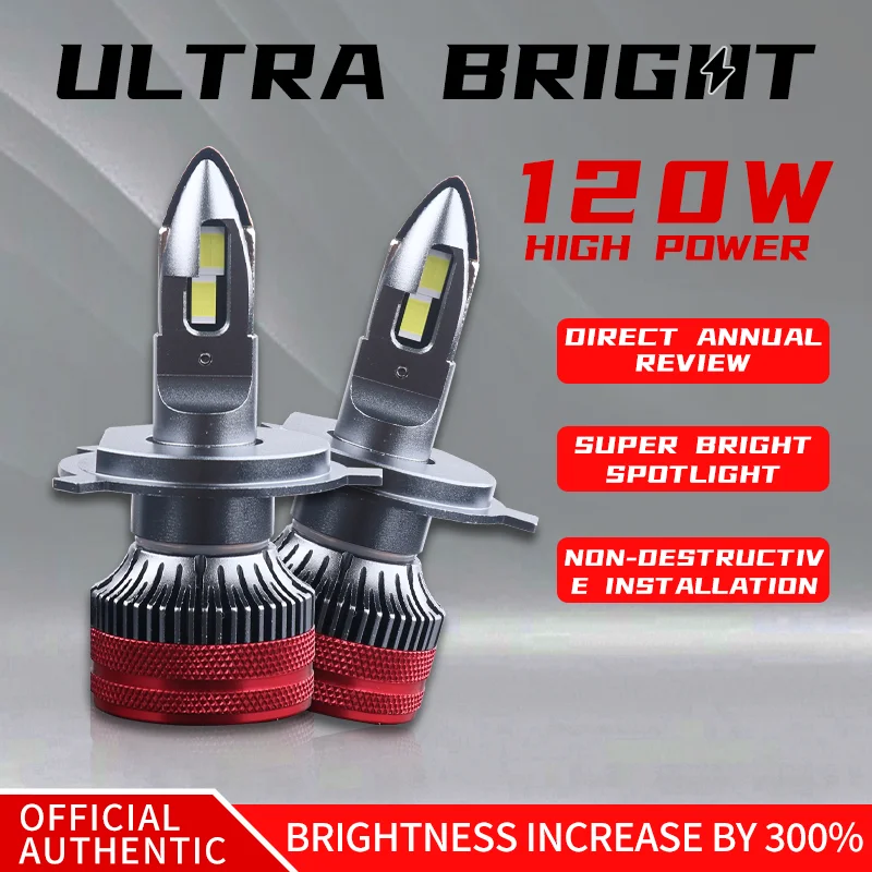 

H4 LED Car Headlight Bulb High-Power 120W H1 H3 H7 H8 H9 H11 9005 9006 9012 6000K Auto Lamps HB3 HB4 HIR2 Lights CANbus No Error