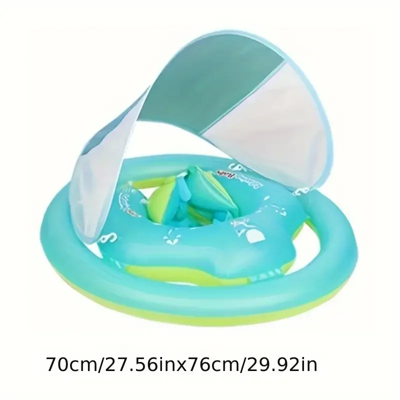 حلقة عائمة للأطفال مع مظلة شمسية قابلة للإزالة وتصميم قرفصاء غير قابل للانزلاق - مما يجعلها هدية صيفية مثالية