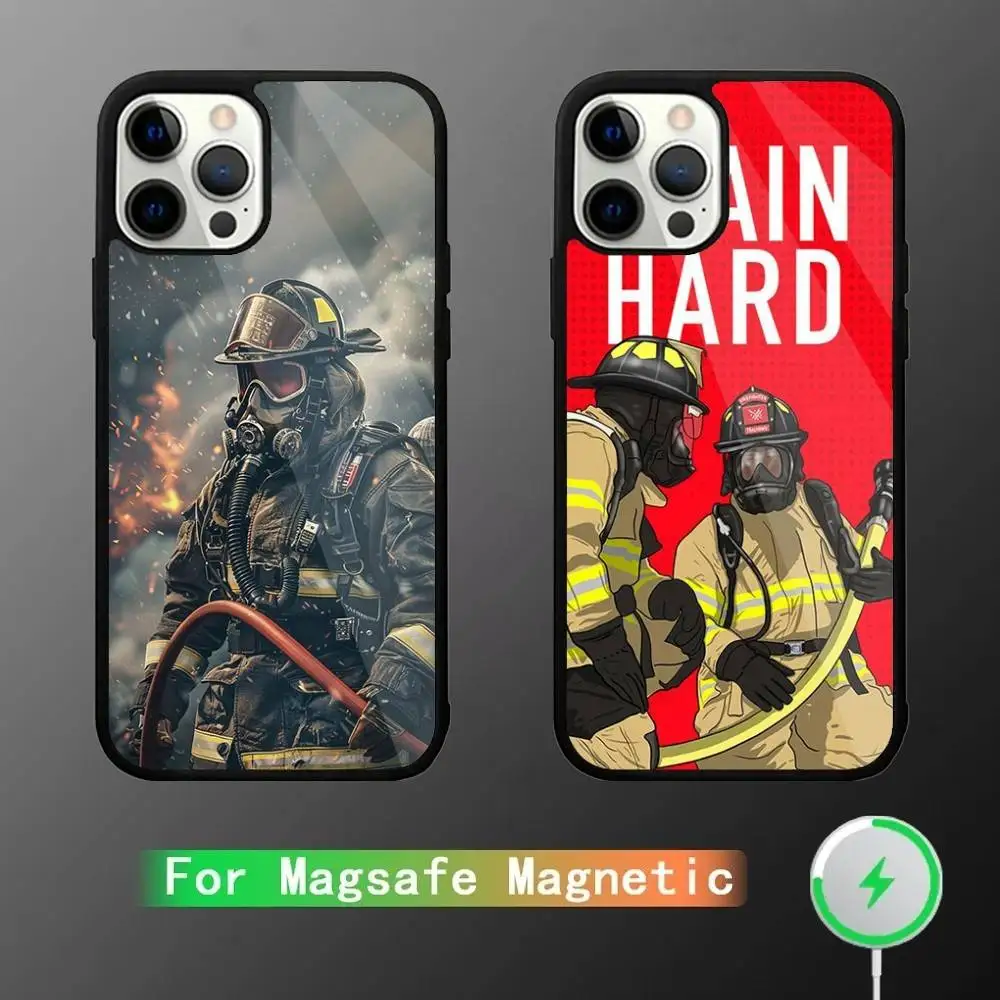 Firefighter Heroes Phone Case For iPhone 16,15,14,13,12,11,Pro,Max,Plus,Mini,SE New Magsafe Magnetic Wireless Charging
