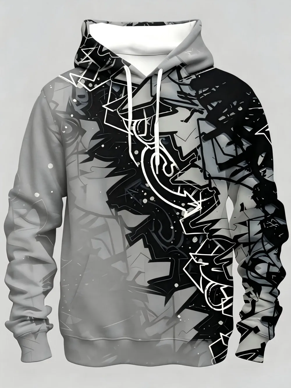 European and American men's autumn gradient totem letter print soft and comfortable hooded sweatshirt outdoor urban casual top