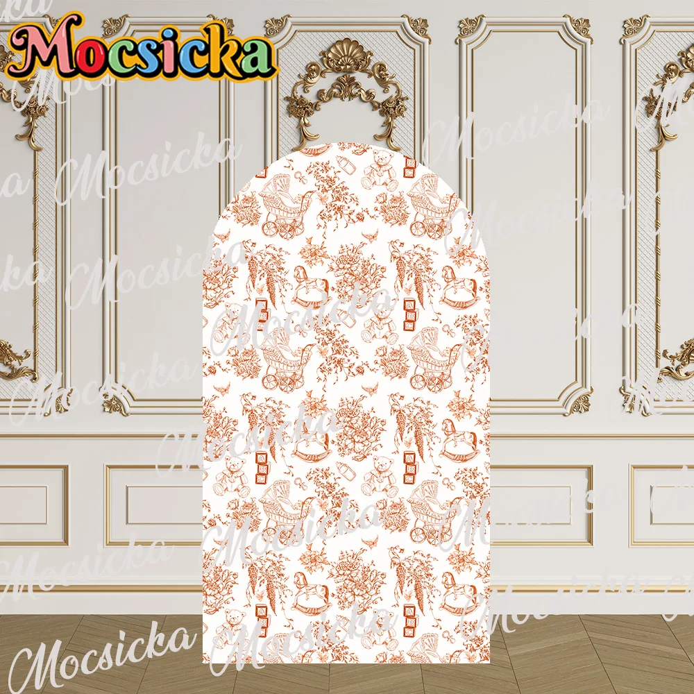 모크시카 양면 아치형 커버 귀여운 토끼 꽃 동물 장식 배경 케이크 스매시 신생아 첫돌 파티 촬영 소품