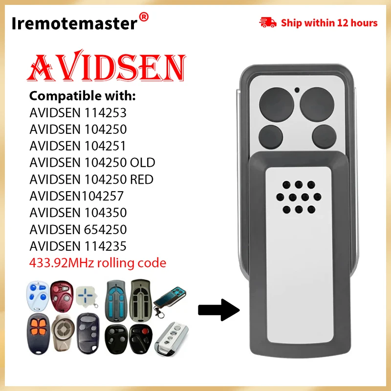 Compatível com Avidsen 114253   Controle remoto para porta de garagem 433Mhz Avidsen 114253 104257 104251   Controle de garagem Extel Thomson