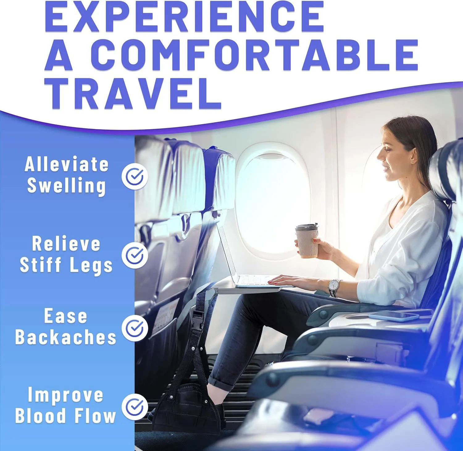 Memory Foam Airplane Foot Hammock Travel Leg Support Desk Footrest Hanging Chair for Comfort Relaxation Plane Journey image 4
