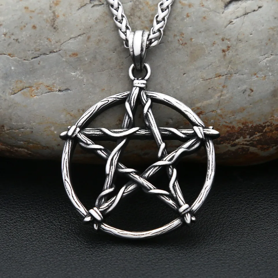 Gothic Vintage Star of David Pendant Necklace Fashion Punk 316L Stainless Steel Pentagram Necklaces For Men Women Party Jewelry