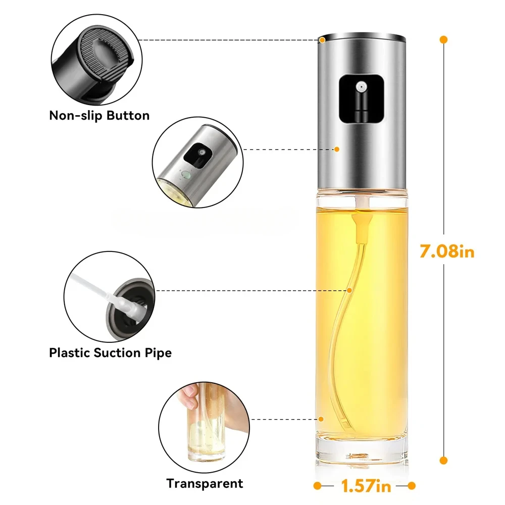 Glass Oil Sprayer for Cooking Olive Spray Mister for Salad BBQ Kitchen Baking Empty Vinegar Bottle