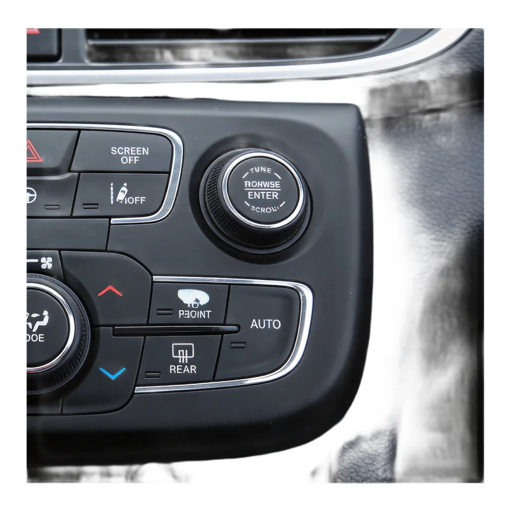 Vinyl Button Repair Sticker for Jeep Compass 2017-2021 AC Reversing Function Black Background White Character Design
