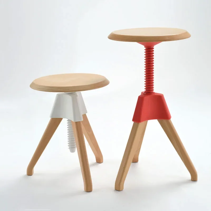 Nordic Furniture, Solid Wood Lifting Stool, Creative Bar Stool, Circular Leisure Chair, Living Room Footstool, Home Mobile Seats