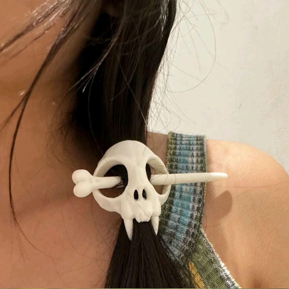 Halloween Ghost Skull Hair Sticks Cat Head Skeleton Hairpin Girl Gothic Headwear Luminous Hair Accessories