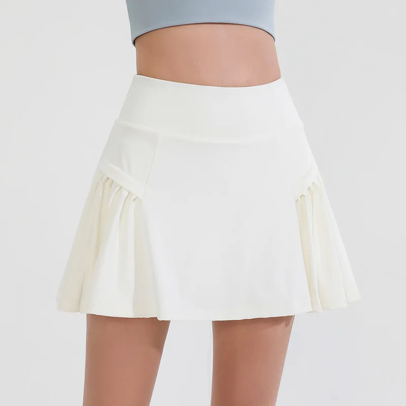 

Naked high waist sports skirt women's running anti-light yoga fake two-piece skirt pants summer fitness tennis skirt