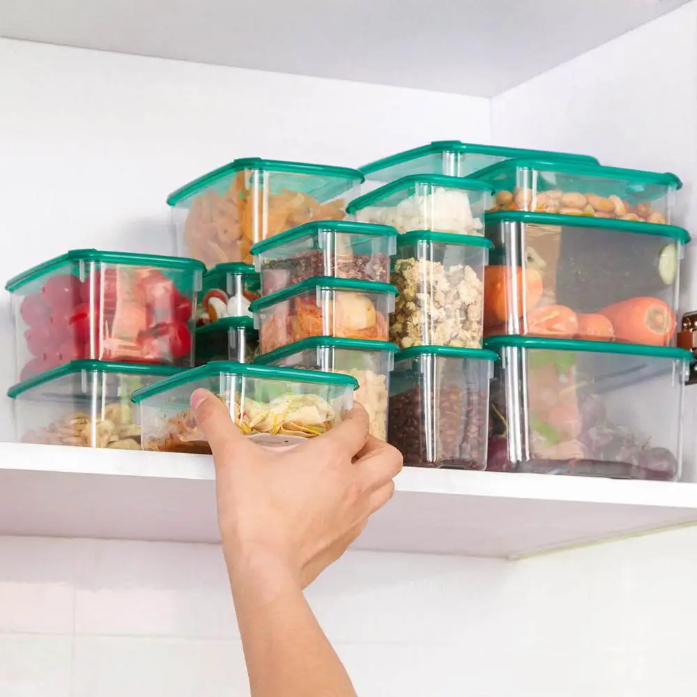 

17PCS Kitchen Food Storage Container Set Transparent Refrigerator Sealed Preservation Box Plastic Grain Dried Fruit Organizer