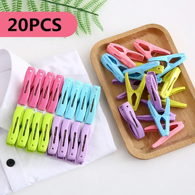 20pcs Plastic Laundry Clothes Pins Hanging Pegs Clips Household Food Clip Clothespins Socks Underwear Drying Rack Holder