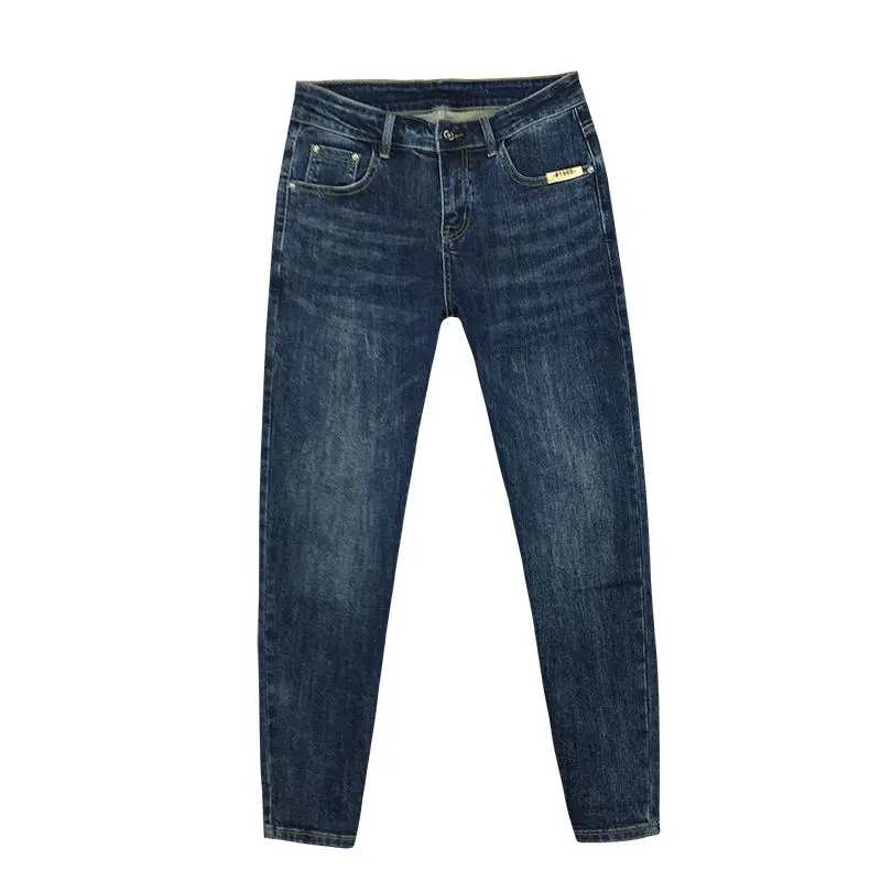 مصمم الجينز للرجال العلامة التجارية الفاخرة أنيق 2025 جديد ربيع الخريف الرجال موضة سليم الأزرق ملابس الشارع الشهير الجينز سروال شكل قلم رصاص #5