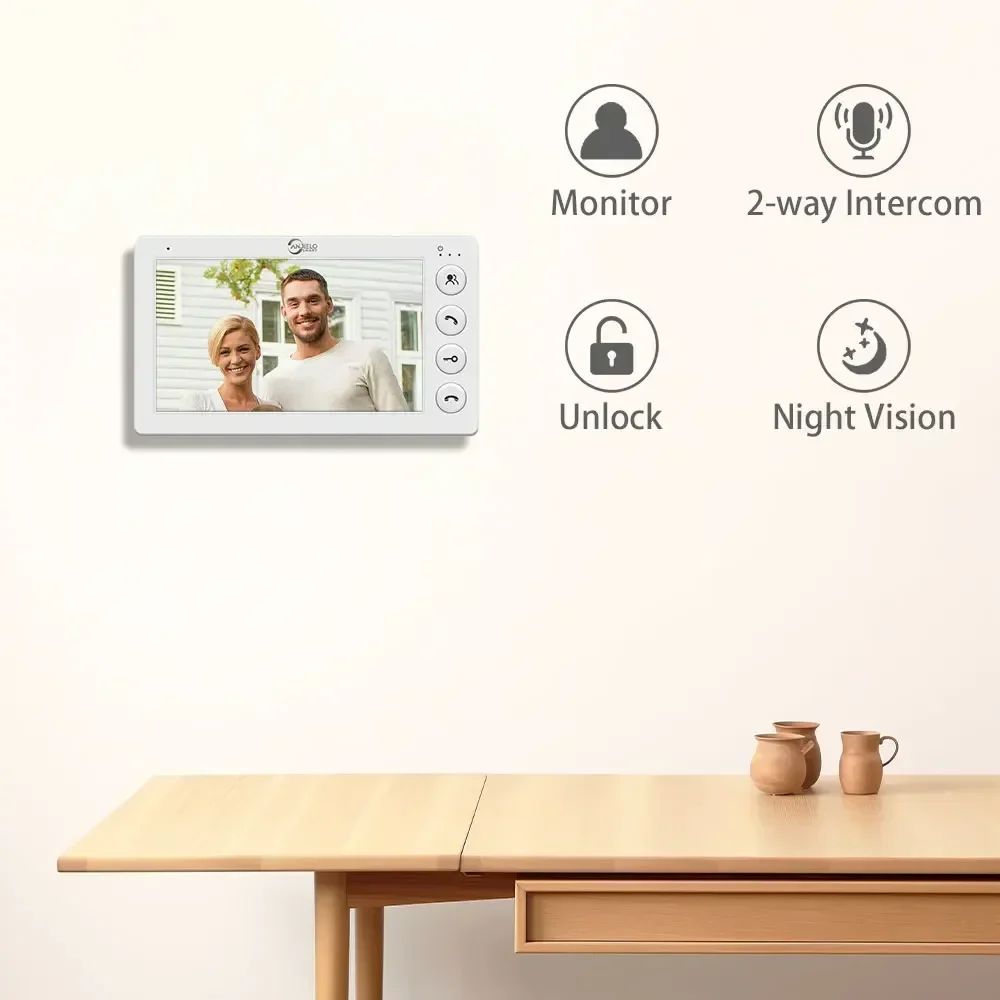 ANJIELO SMART 2/3/4 Einheiten Mehrfamilienhaus-Gegensprechanlage mit RFID-Karten-Entriegelung 7-Zoll 4-Draht Video-Türsprechanlage – Detail 1
