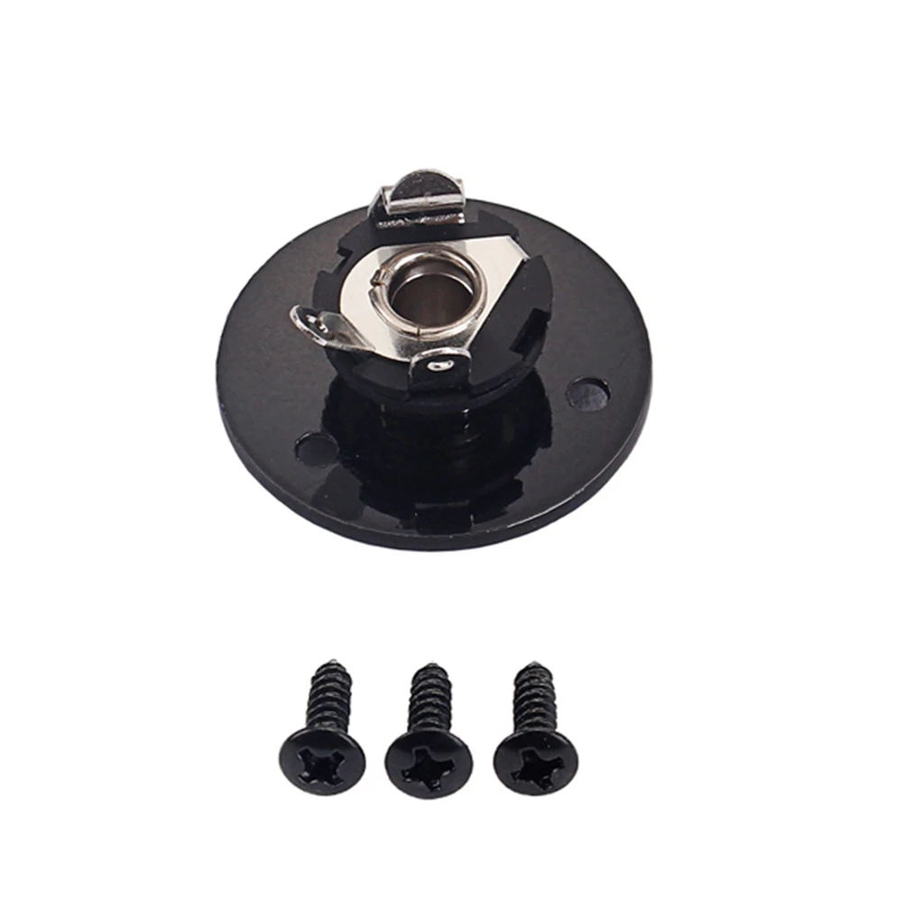 

1piece Black 6.35mm Guitar Pickup Output Input Jack Socket Plate Mounting Screws for Electric Bass Guitar Input Jack
