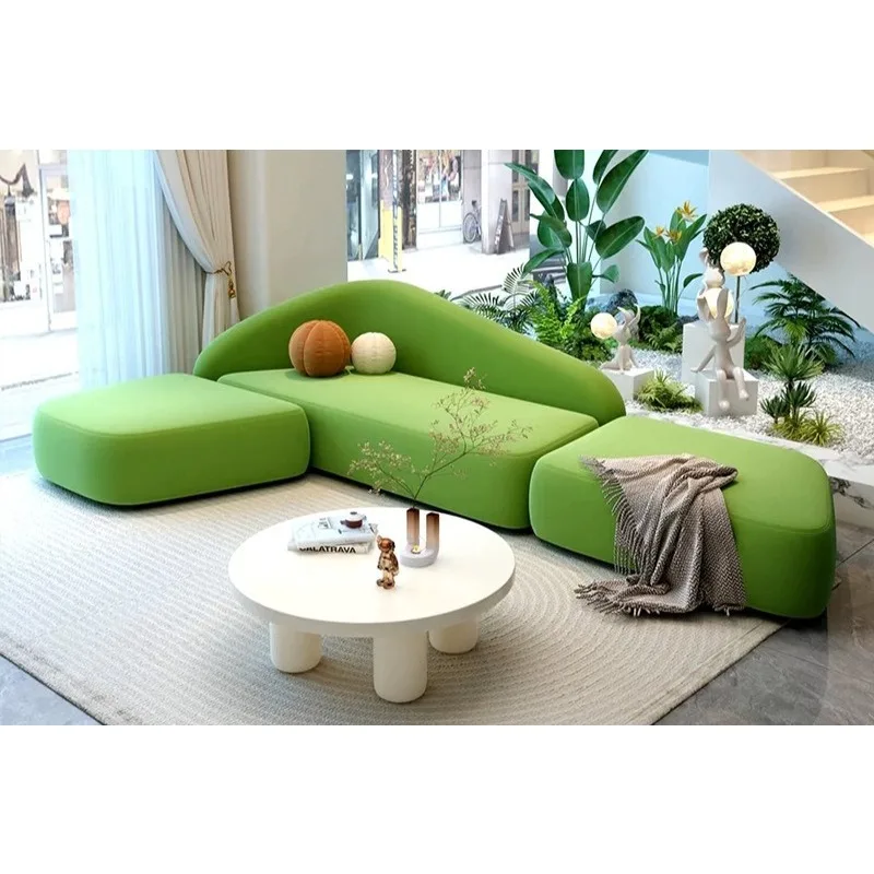 Modern Special-shaped Sofa Living Room Exhibition Hall Shopping Mall Designer Furniture Lamb Fleece Fabric Module Combinati