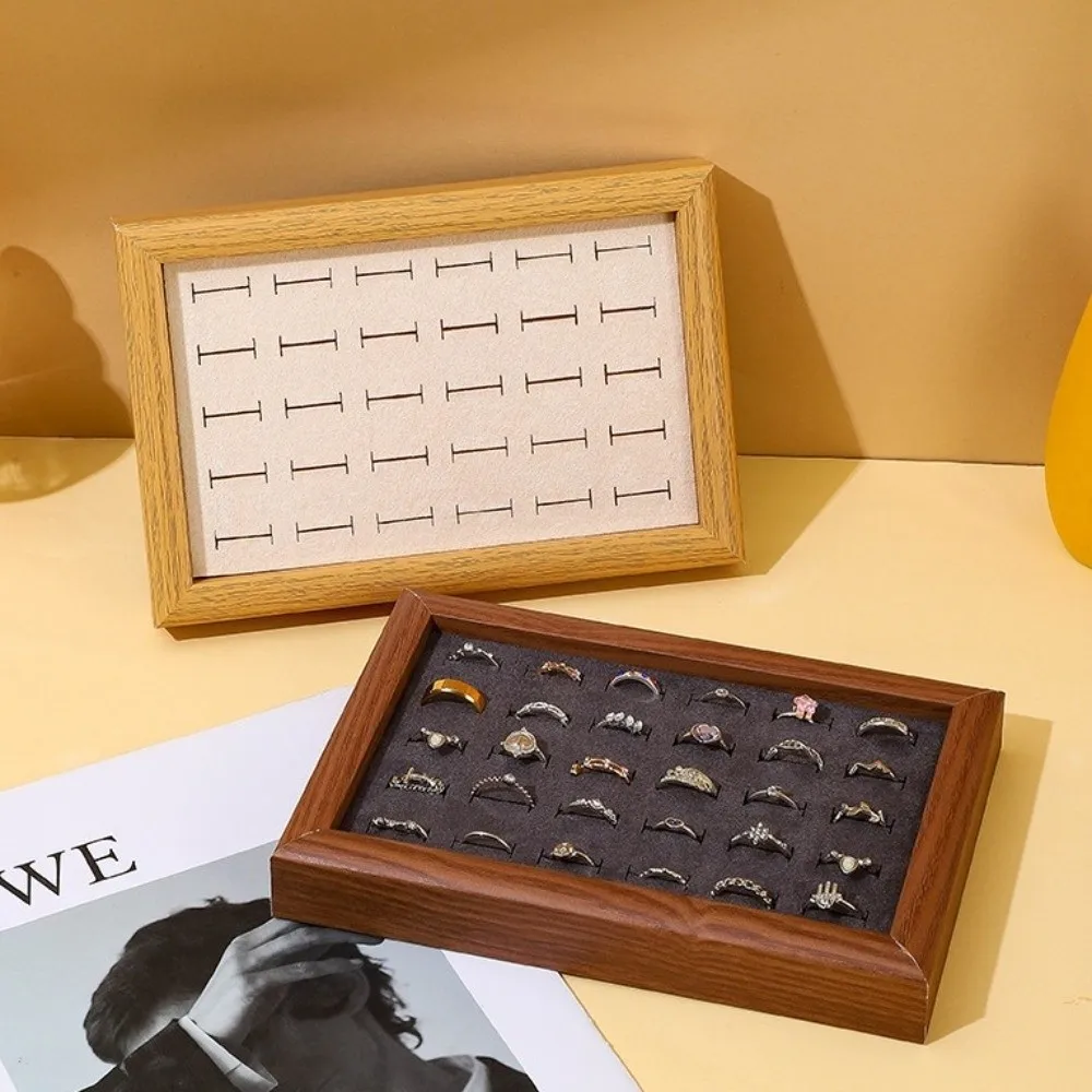 

30-слотовые модные подносы для ювелирных изделий, бархатная большая вместительная стойка для хранения колец на палец, износостойкий штабелируемый органайзер для сережек-гвоздиков