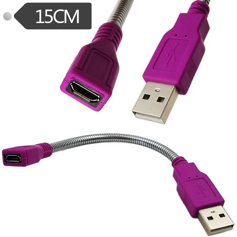 Lron Tube Folding Curved USB Cable Micro USB Female To USB Male To Female Wiring Snake Tube USB Cable 0.15 Meters