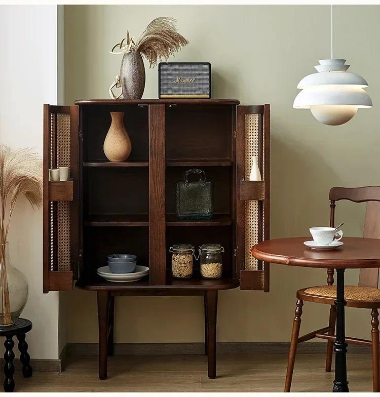 نمط جديد الشمال الرجعية خزانة تخزين جدار الروطان المنزلية الحديثة بسيطة خزانة جانبية ss 8617 #6