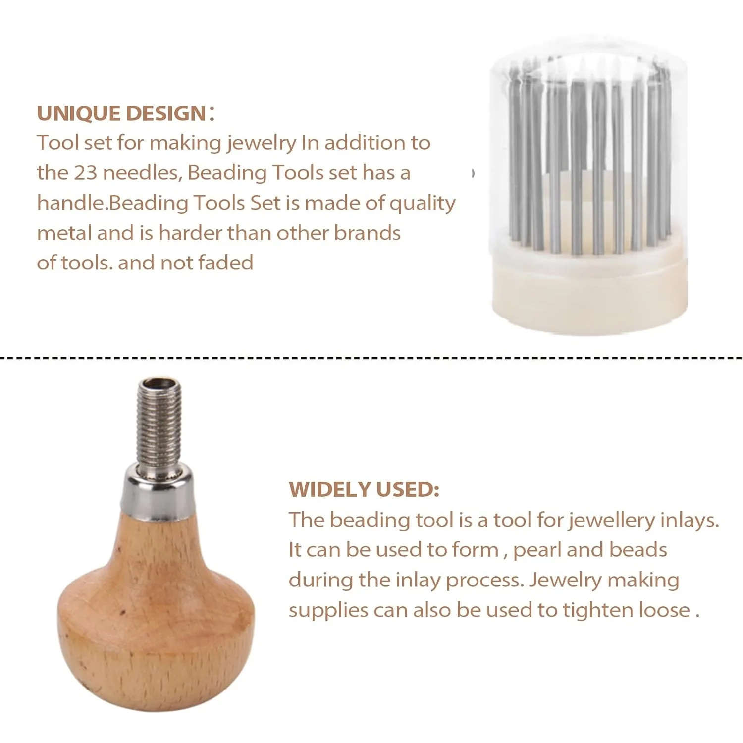 23pcs Jewelry Beading Tool Kit Diamond Stone Setting Graver Gemstone Set Wooden Knob Mushroom Shape Tools