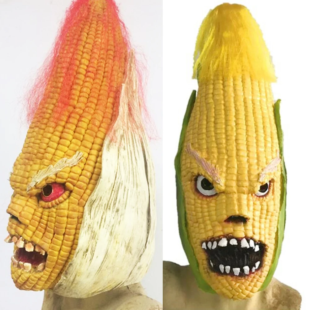 Divertida máscara de terror para Halloween, máscara de carnaval, Cara de maíz escalofriante, accesorio de disfraz para fiesta de maquillaje