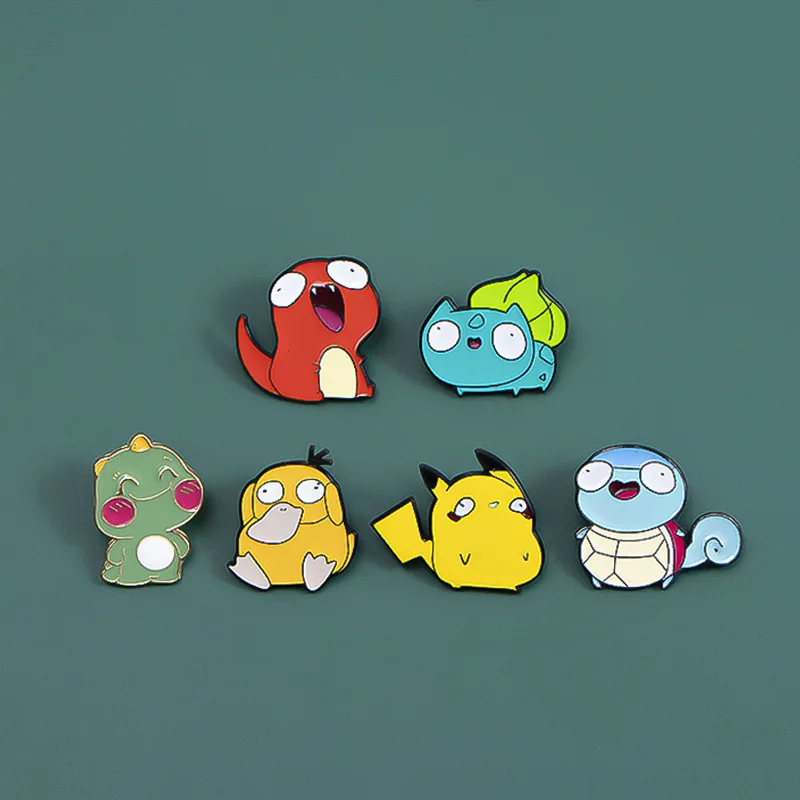 

Cartoon Pokemon Kawaii Anime Enamel Pins Cute Psyduck Pikachu Charmander Brooch Metal Badge for Kids Hat Pins Accessories Gifts