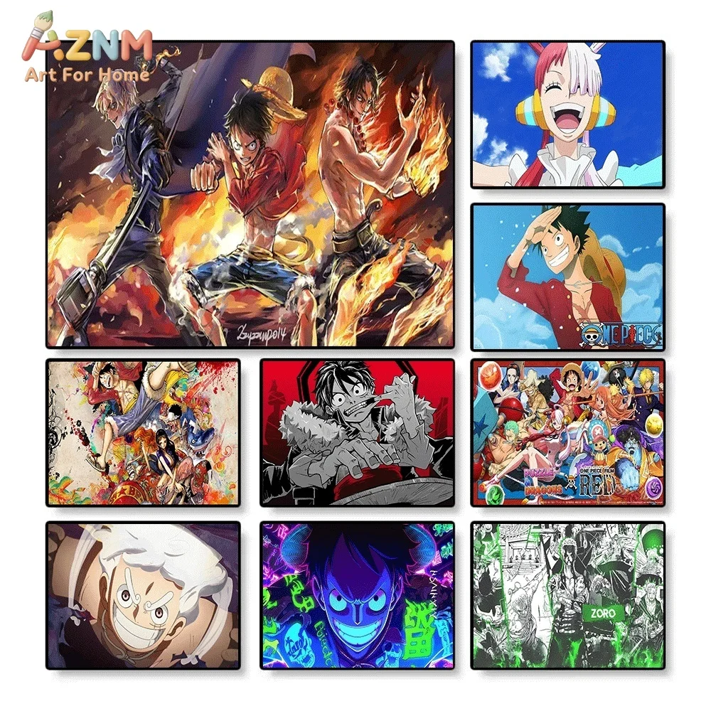AZNM One Piece Luffy Ace Sabo Brothers Film Red Uta Luffy Gear 5 Zoro Anime Manga Canvas Wall Art Print Home Decor Poster