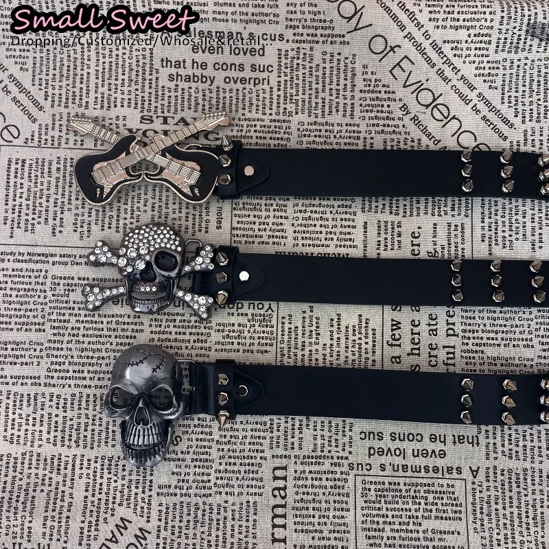 القوطية الشرير Y2K فتاة صبي الرجال والنساء برشام حزام الشارع الشهير الجاز أحزمة الجينز مهرجان الموسيقى الهيب هوب Steampunk سبايك حزام الخصر