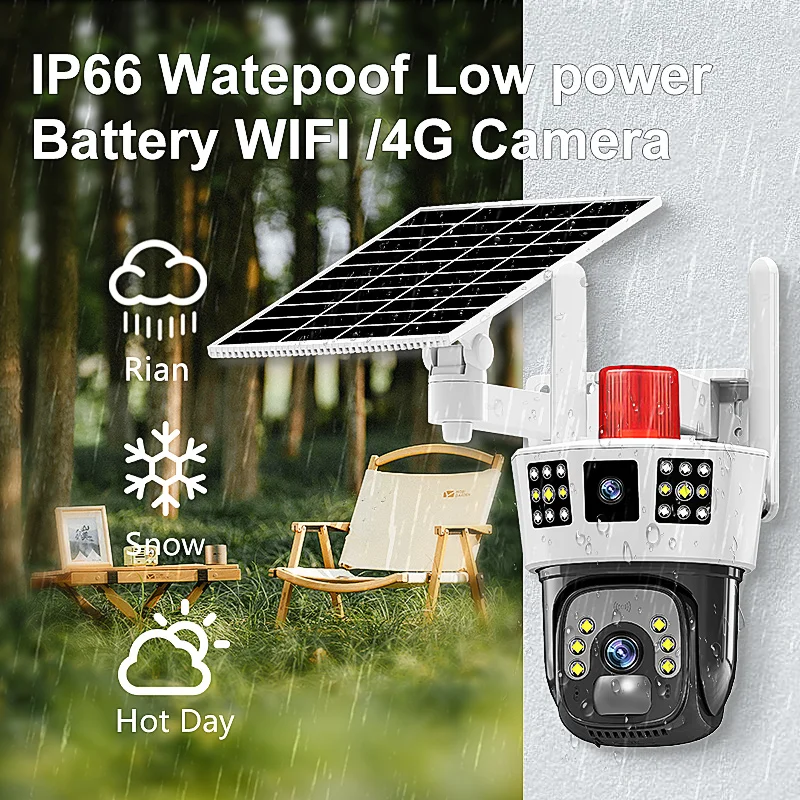 Imagem -05 - Lii-câmera de Vigilância de Segurança Externa Painel Solar Detecção Humana Cctv Ptz Wifi 4g 8mp 4k Uhd Lente Dupla