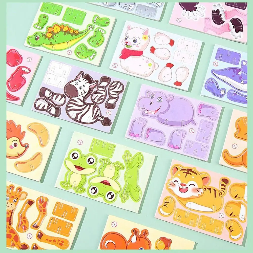 10pcs Gift Three-dimensional 3D Paper Puzzle DIY Panda Puzzle Model Mini Cartoon Animal Assembly Model Children's