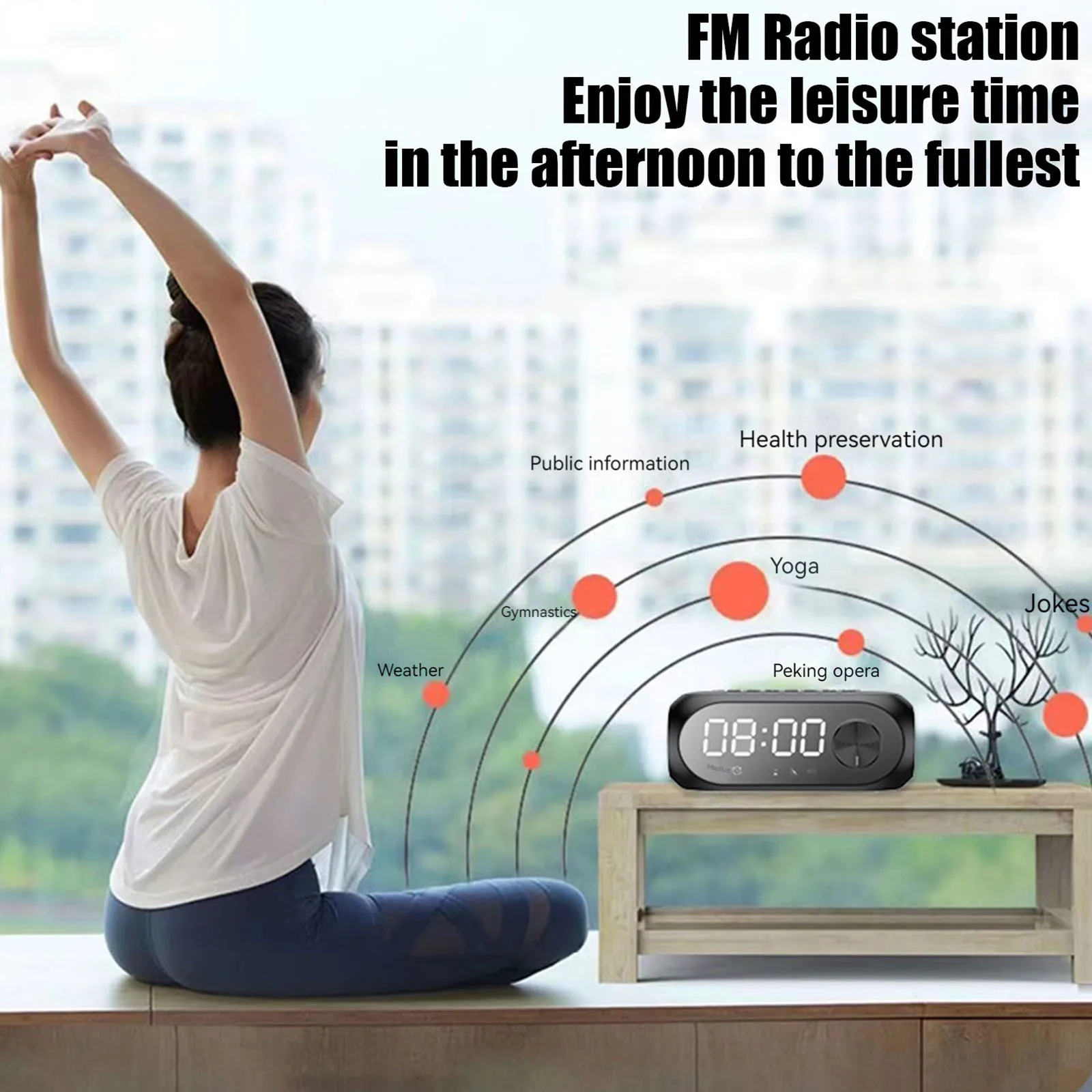 Wireless RGB BT Speaker with Alarm Clock Portable Stereo Sound Box 1200mAh Radio FM Music Player for Party Outdoor Travel view 4