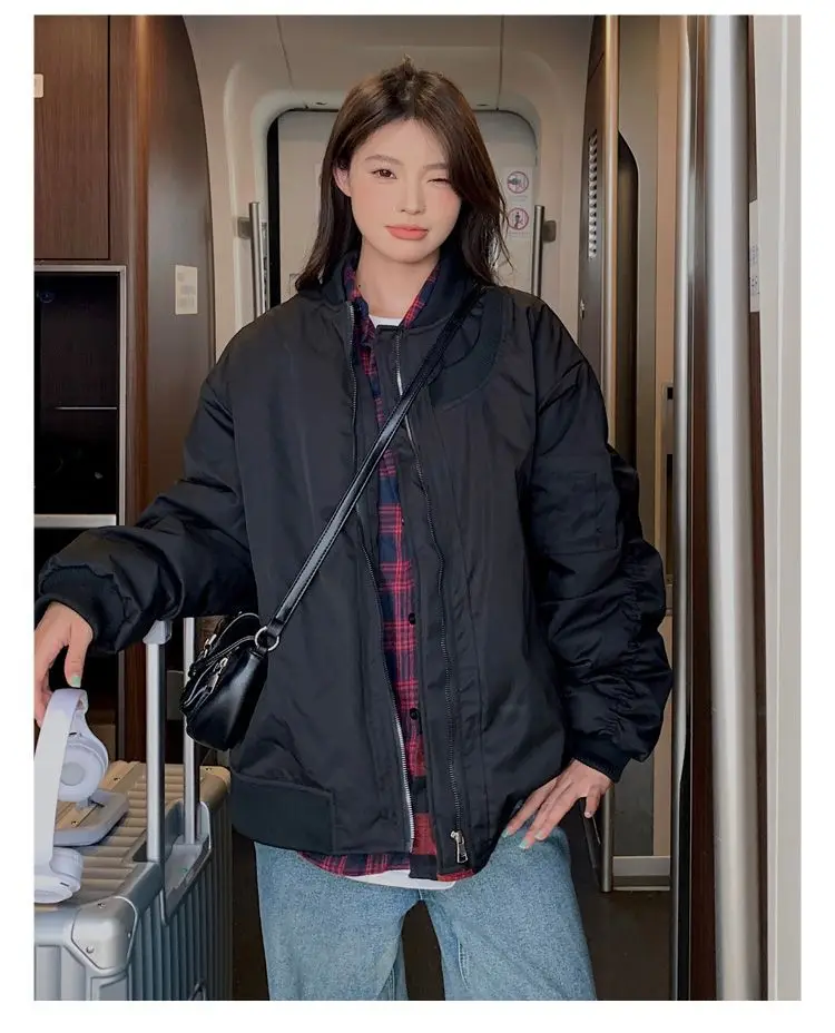 

Bomber Jackets Womens Jacket Red Fall Minimalist Blends Single-Breasted Slim Fitted Waist-Cinching OL Commute Professional Daily