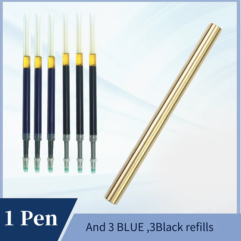 high quality pure Copper gold Roller ball Pen 0.5mm blue black Gel Pen  Student Employee Gift Pen