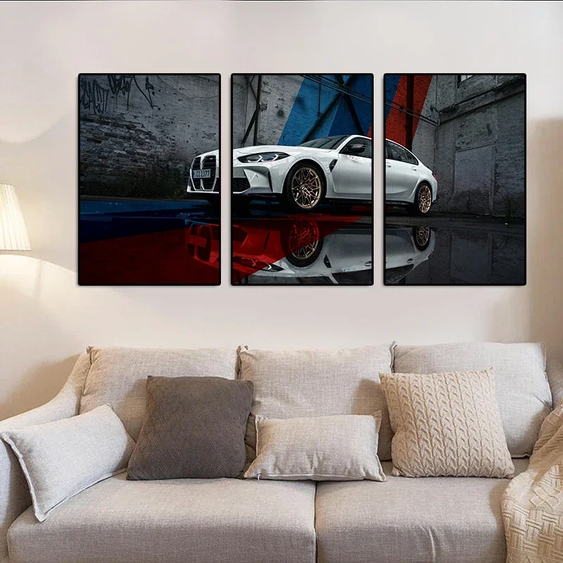 3 قطعة سيارة العضلات الكلاسيكية الفاخرة مركبة Vintage Sportcar ملصق الرسم على لوحات القماش الجدارية لغرفة المعيشة غرفة نوم ديكور المنزل